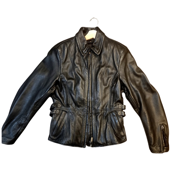 First Gear Womens Heavy Duty Vented Padded Leather Motorcycle Jacket - Picture 5 of 13